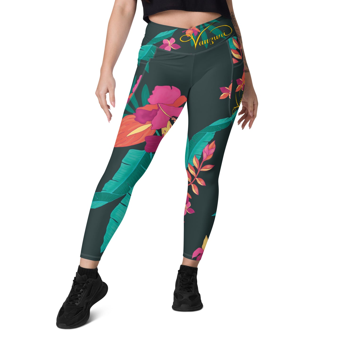 Crossover leggings with pockets