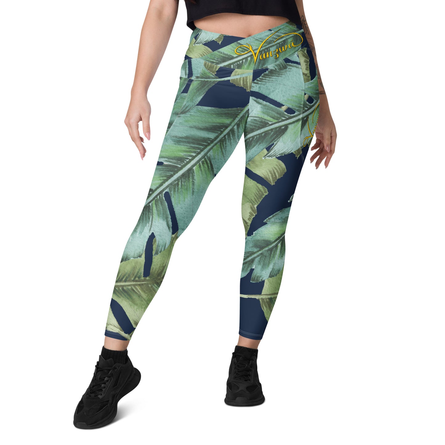 Crossover leggings with pockets