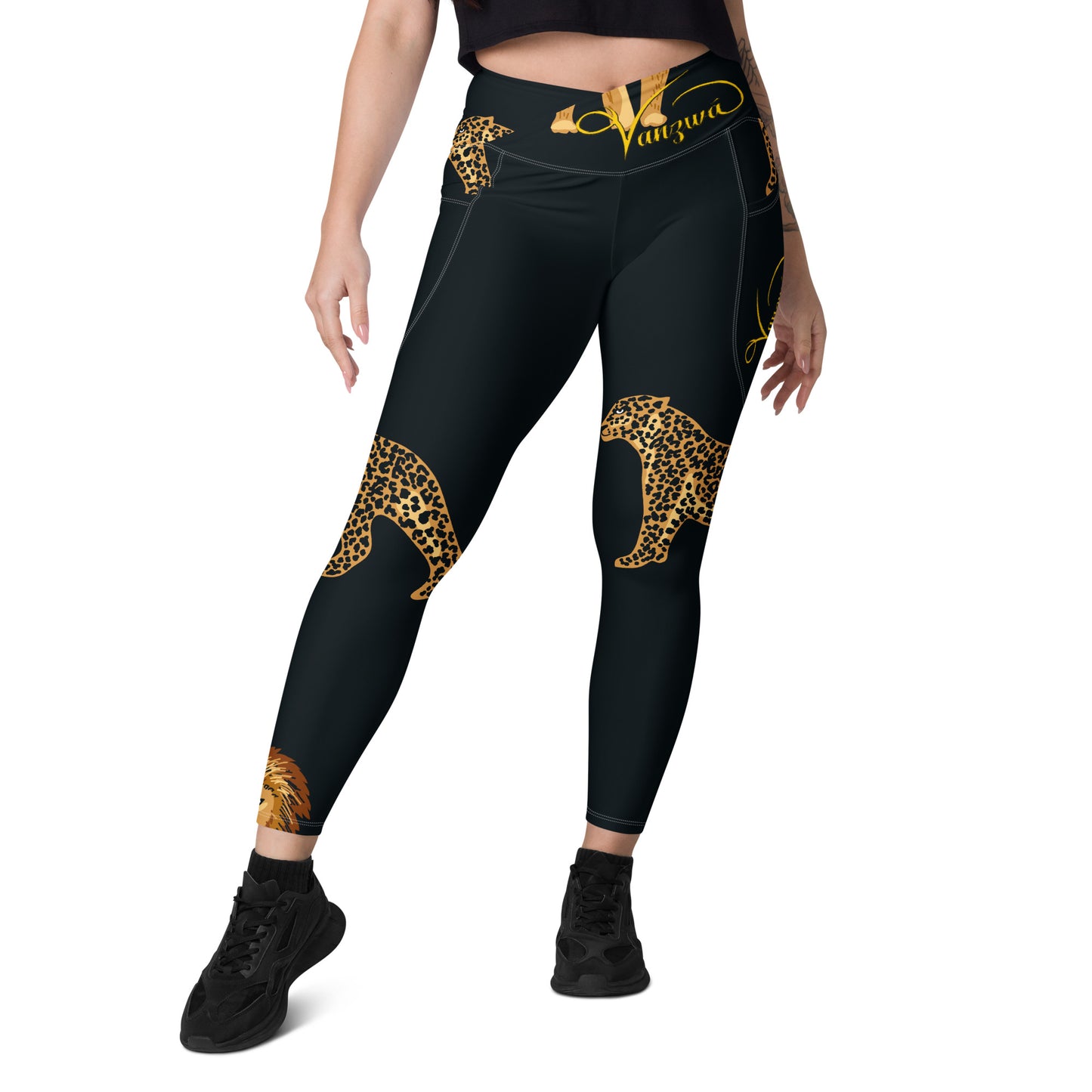 Crossover leggings with pockets