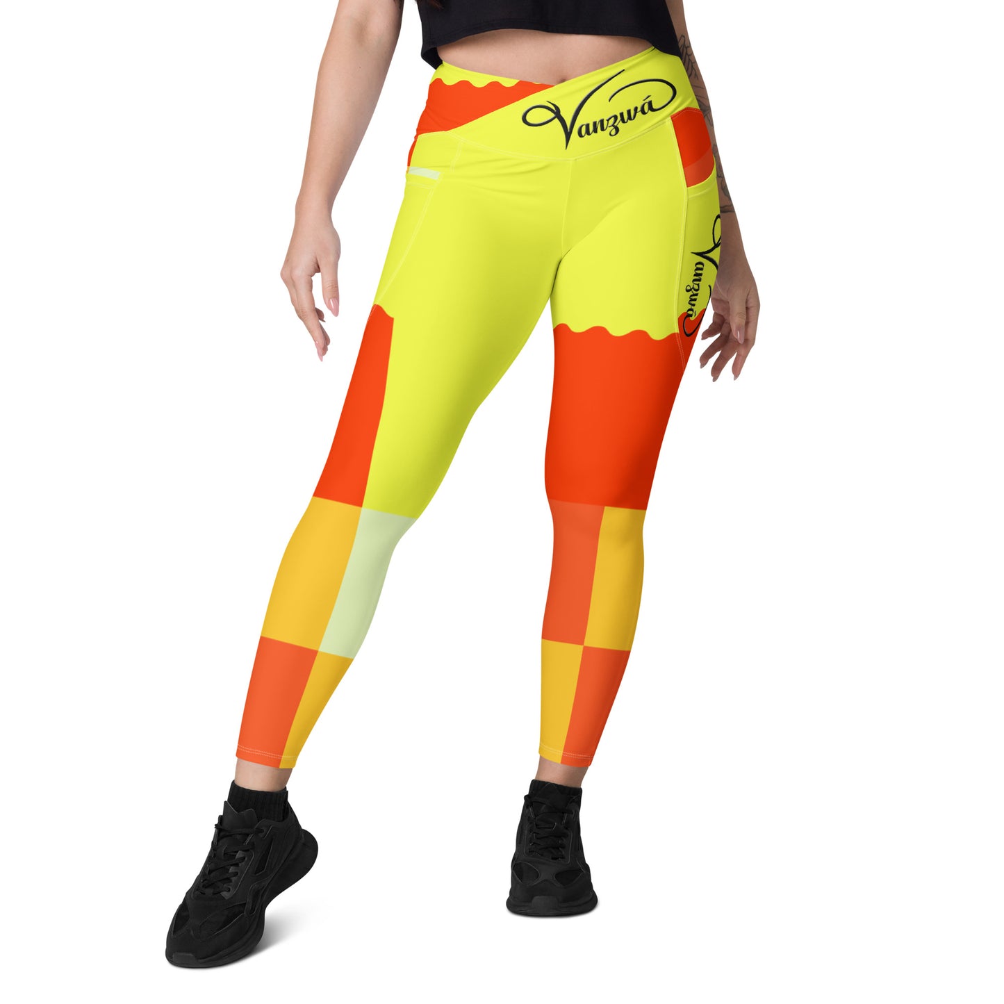 Crossover leggings with pockets