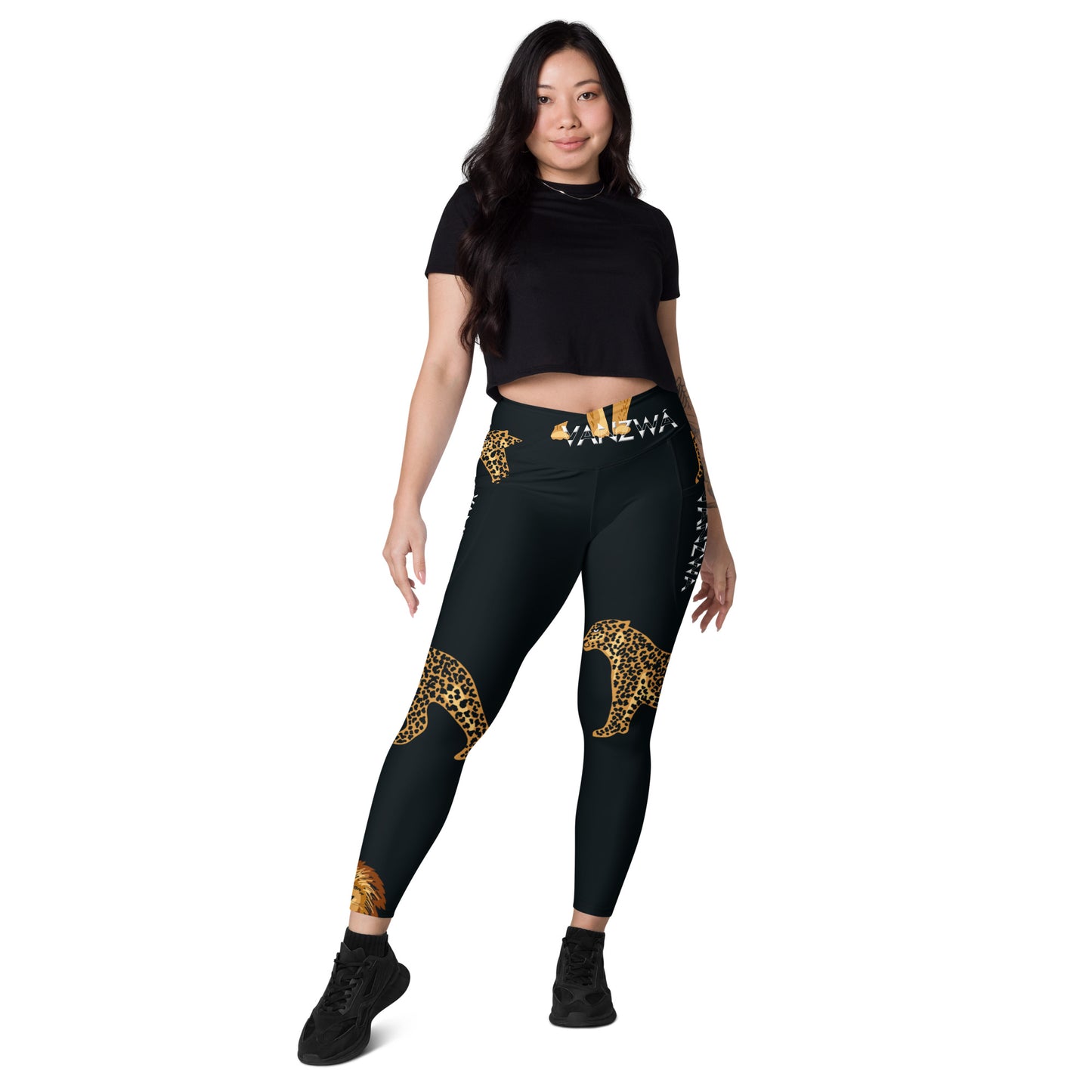 Crossover leggings with pockets