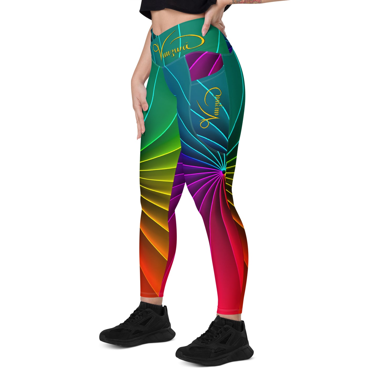 Crossover leggings with pockets