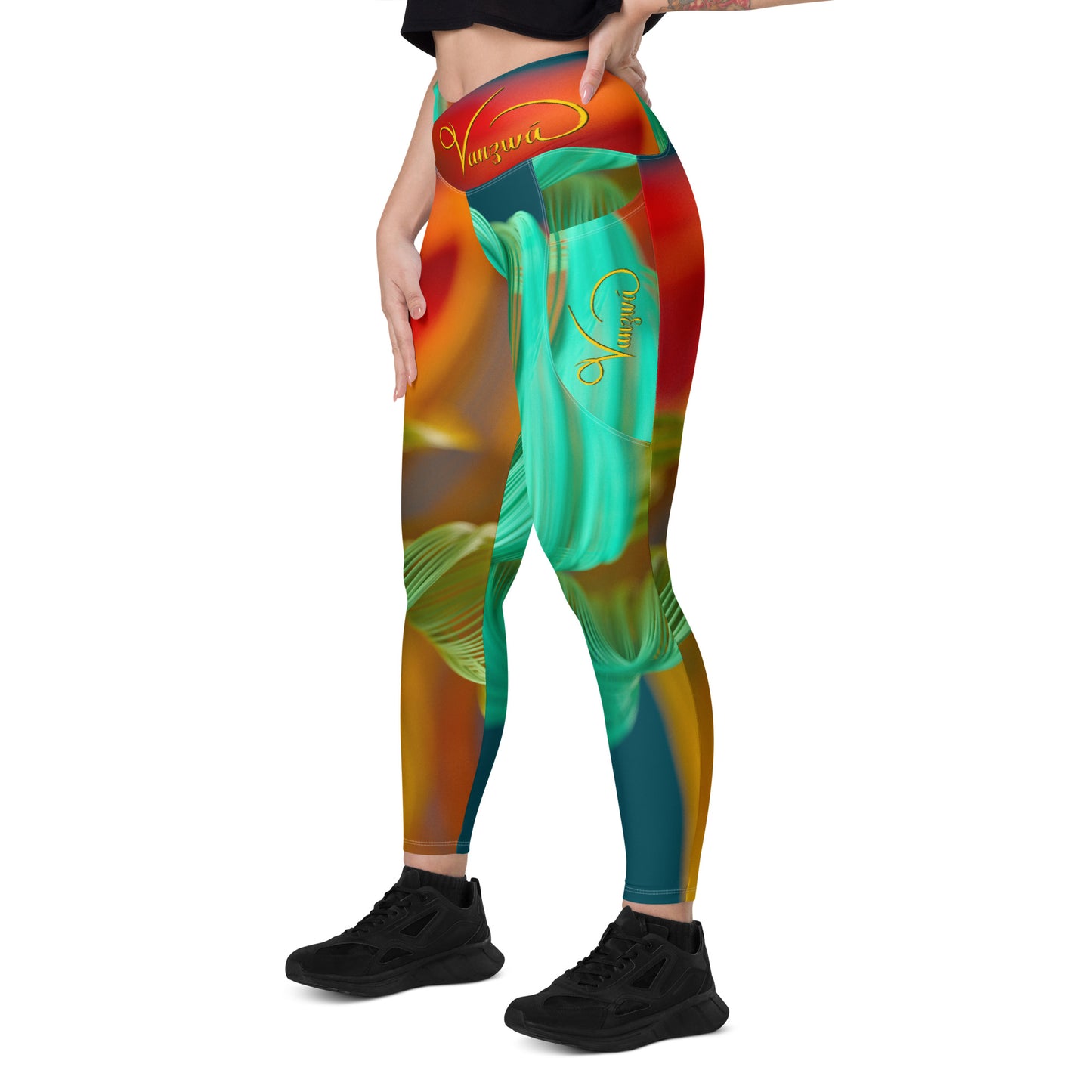 Crossover leggings with pockets