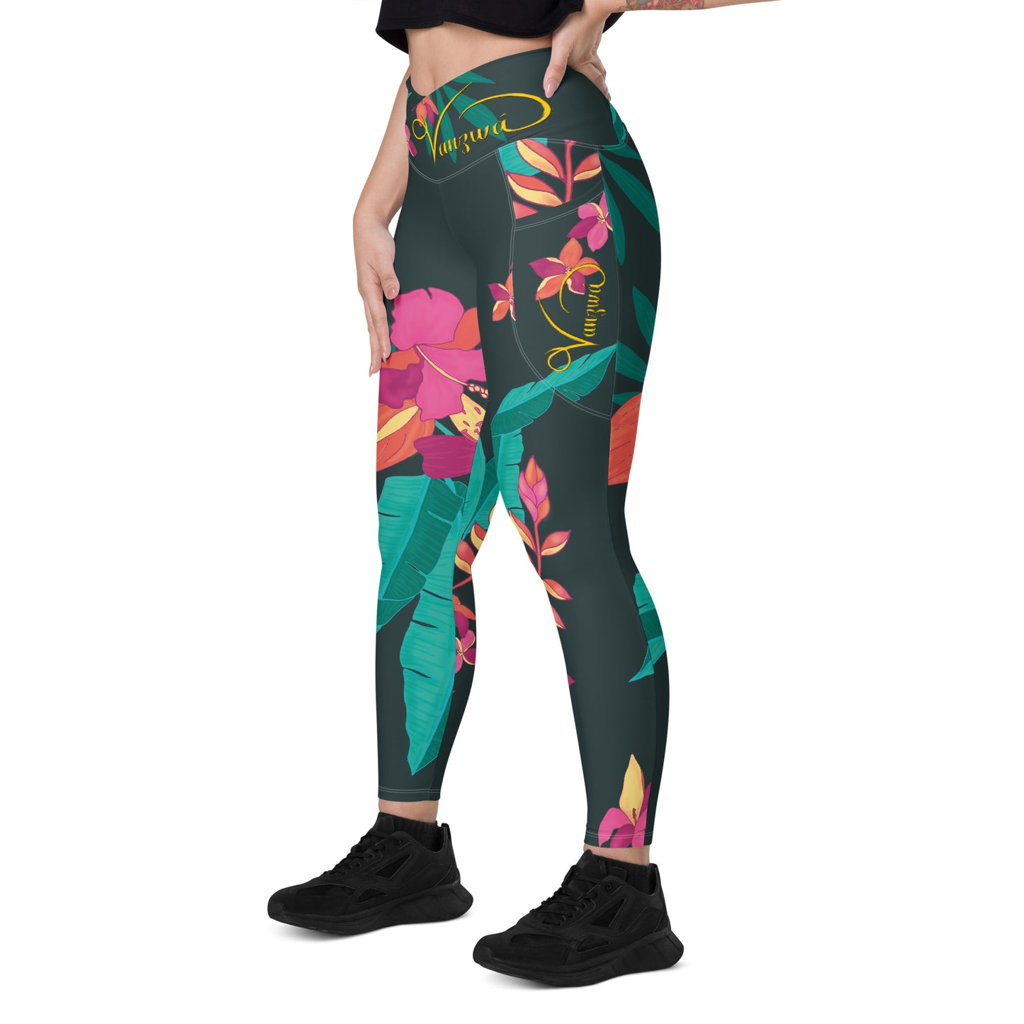 Crossover leggings with pockets