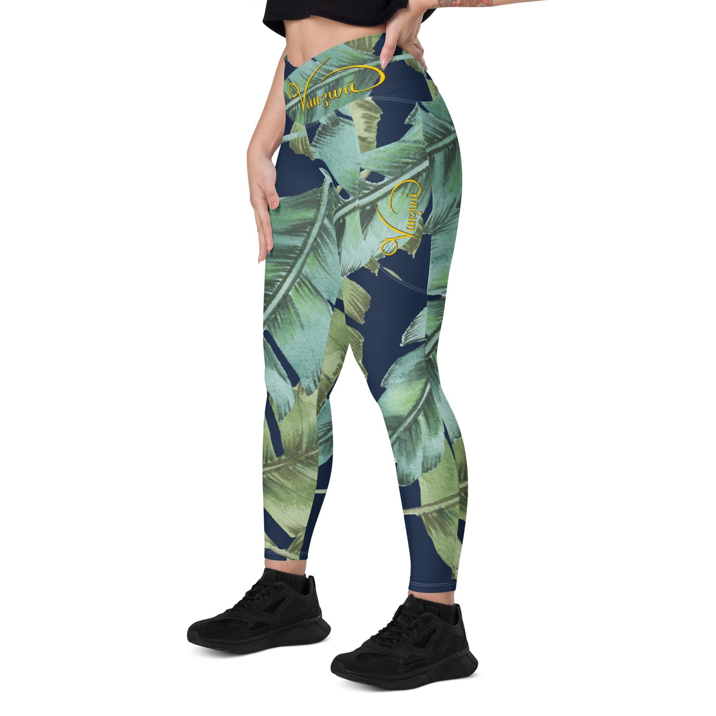 Crossover leggings with pockets