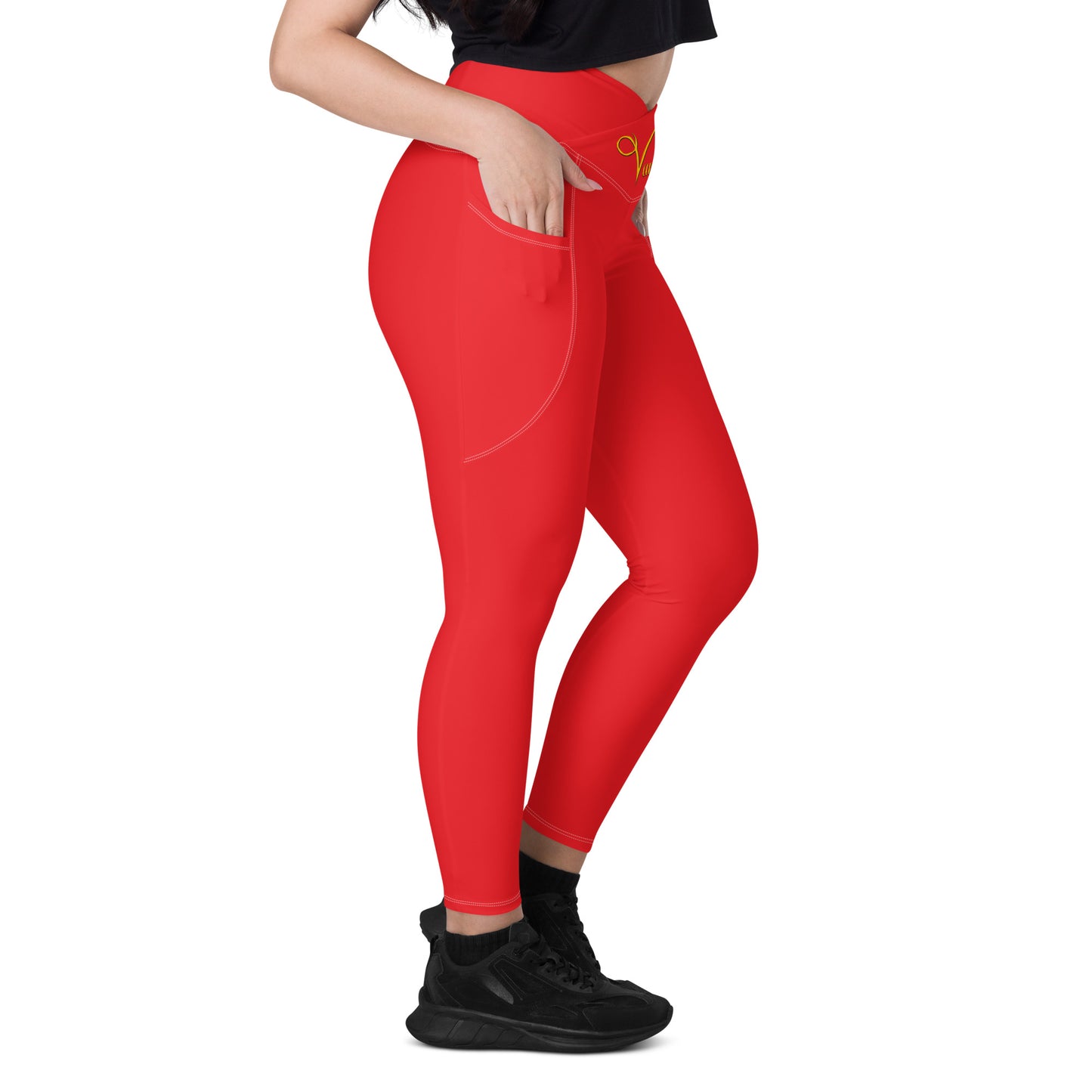 Crossover leggings with pockets