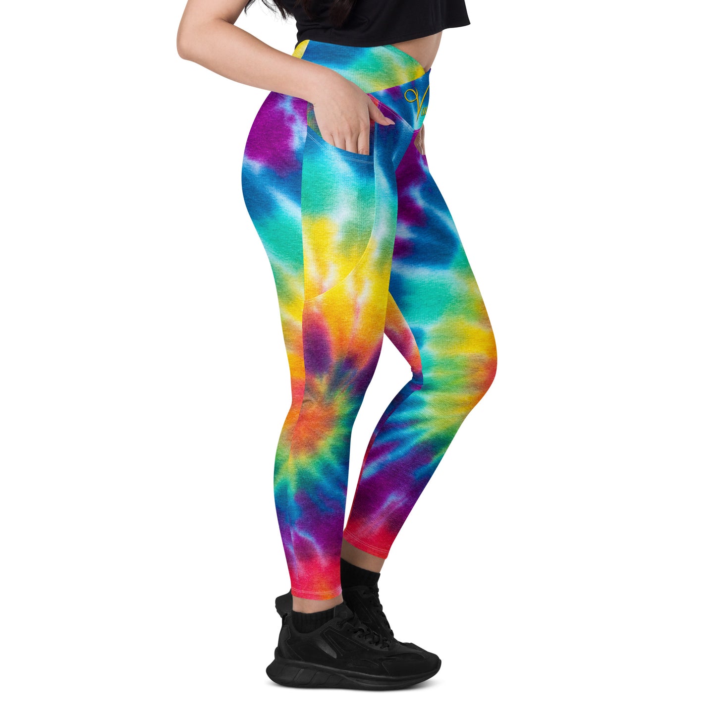 Crossover leggings with pockets