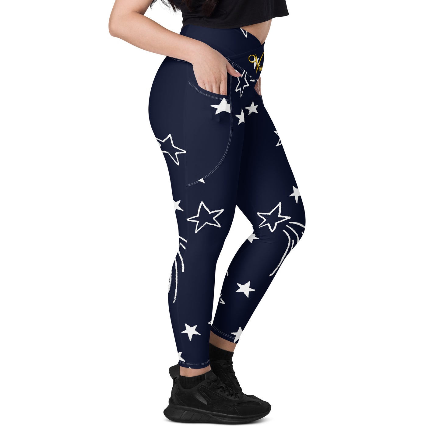 Crossover leggings with pockets