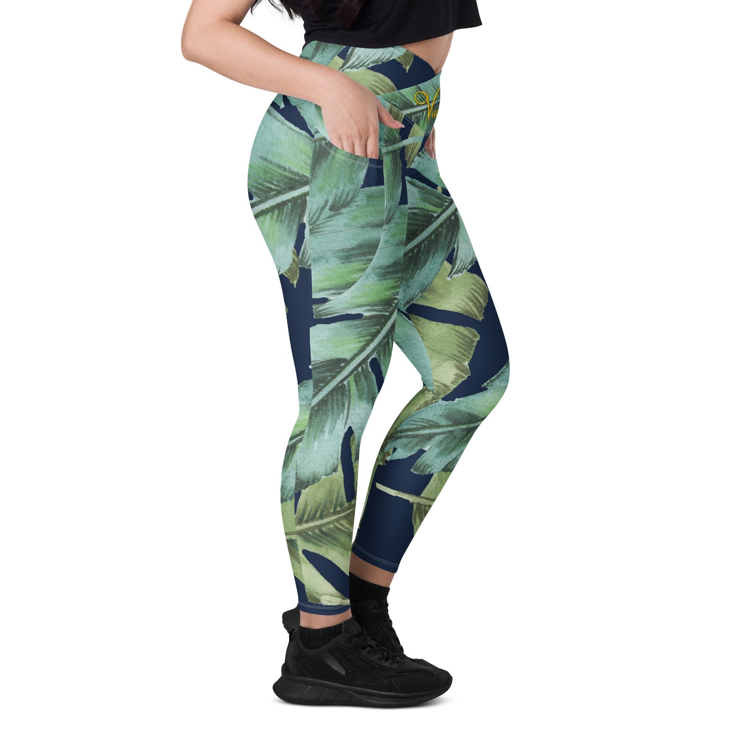 Crossover leggings with pockets